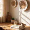Boho Handgeweven Wanddecoratie Schalen - Wit Zonpatroon - Bananenvezel - Set van 2 - Studio Botanika