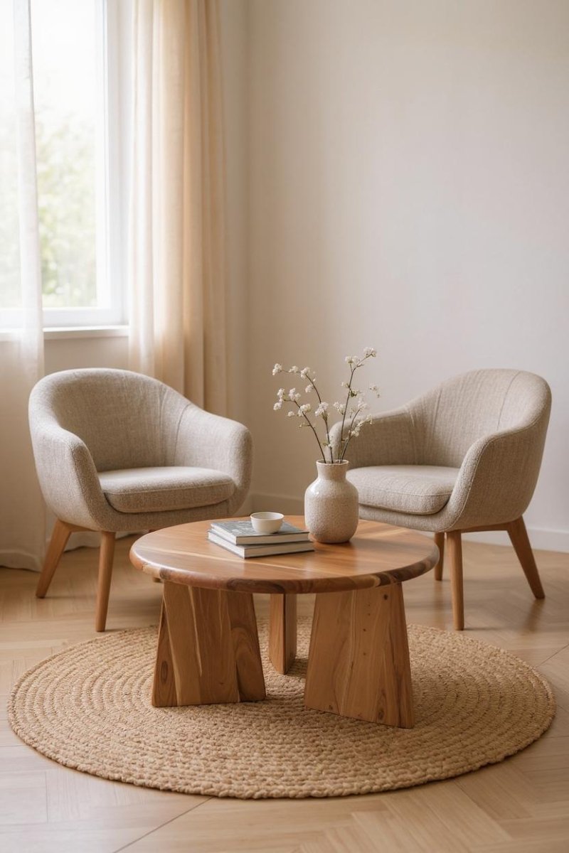 Ronde Salontafel Acaciahout - Ø90 cm - Studio Botanika