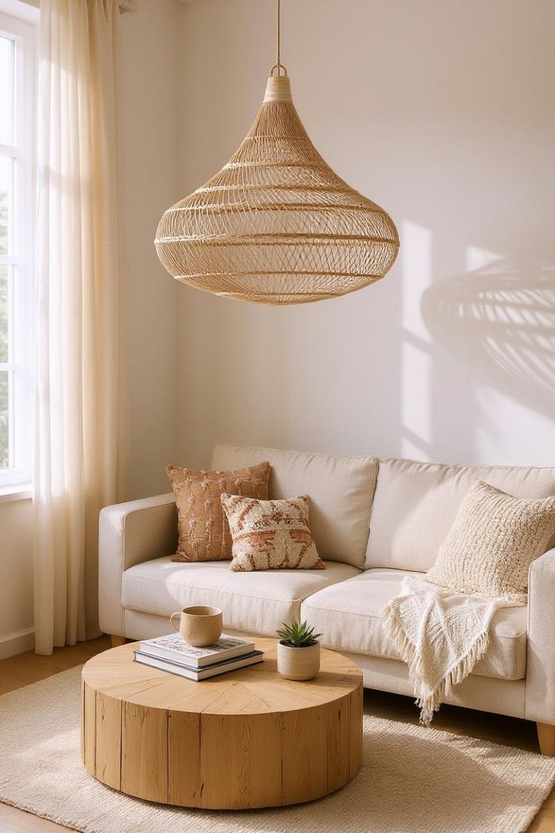 Druppel Rotan Hanglamp – Boho Hanglamp Naturel