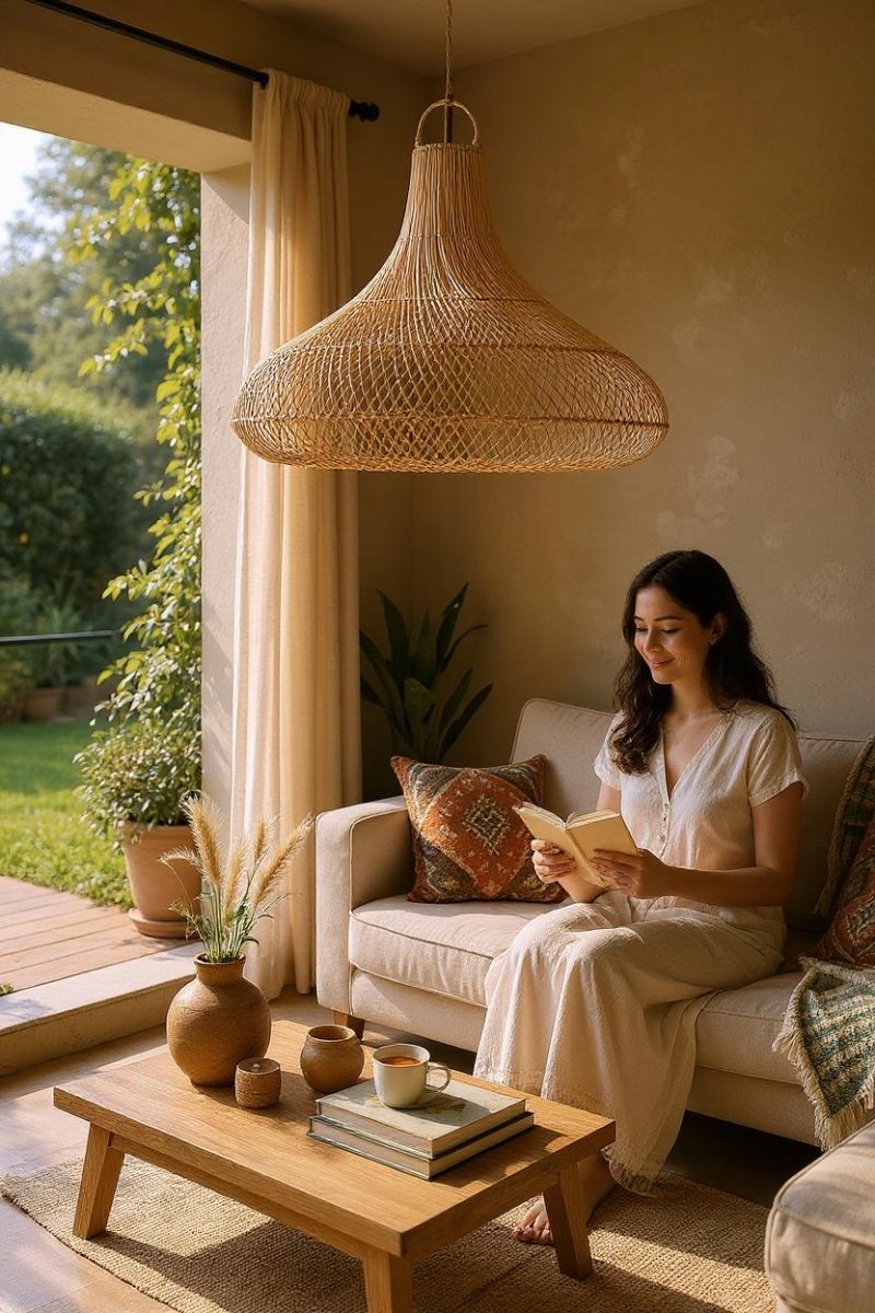 Rotan Druppelvormige Hanglamp - 120 cm - Studio Botanika
