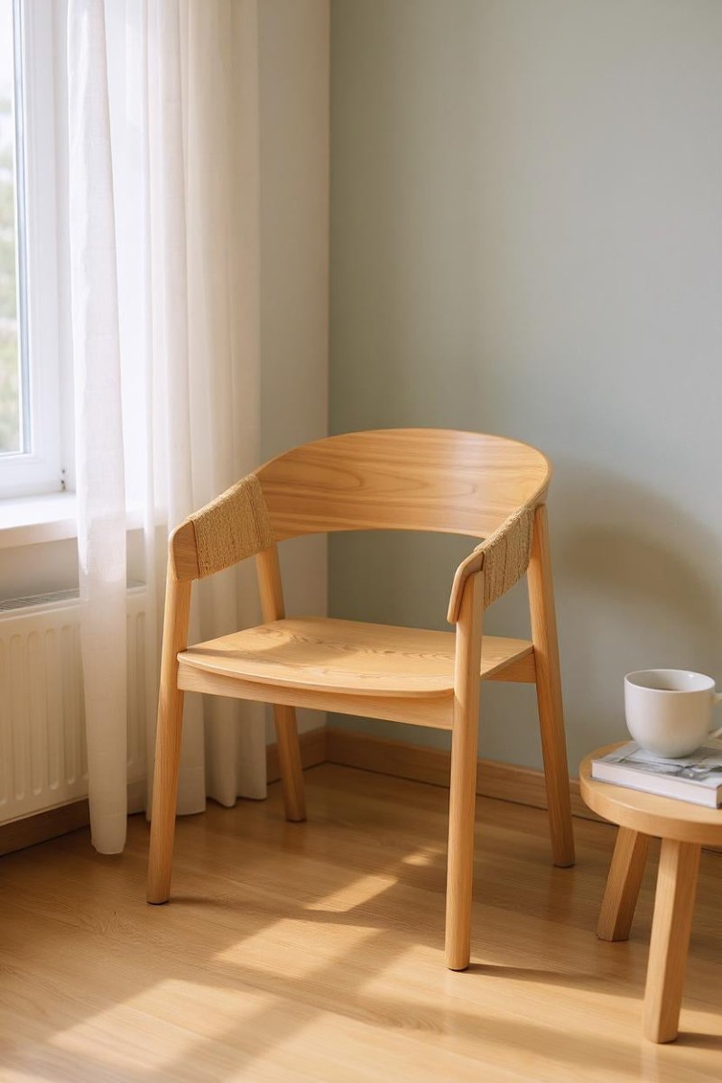 Licht Houten Stoel – Duurzaam Essenhout & Touw - Studio Botanika