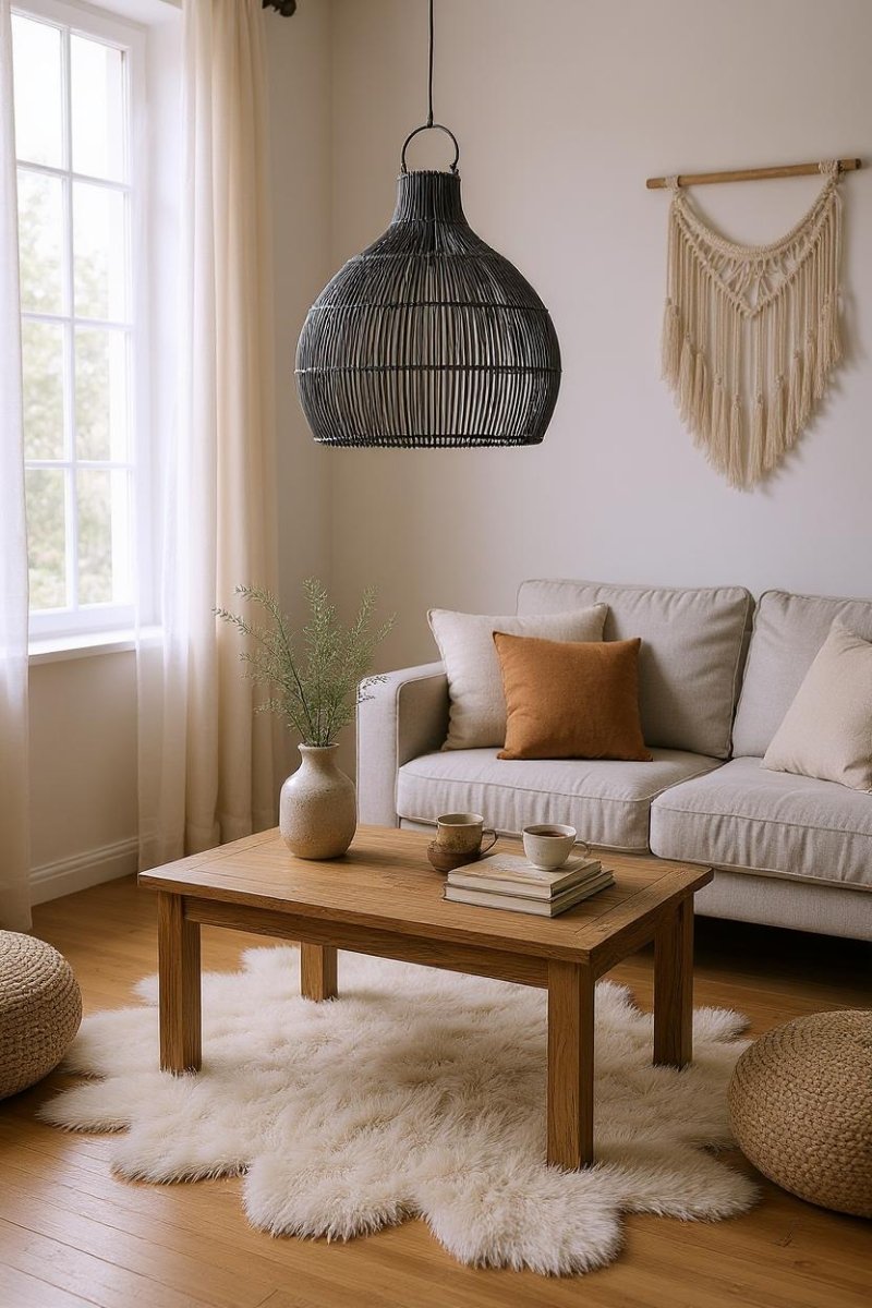 Zwarte Rotan Hanglamp – Vaasvorm