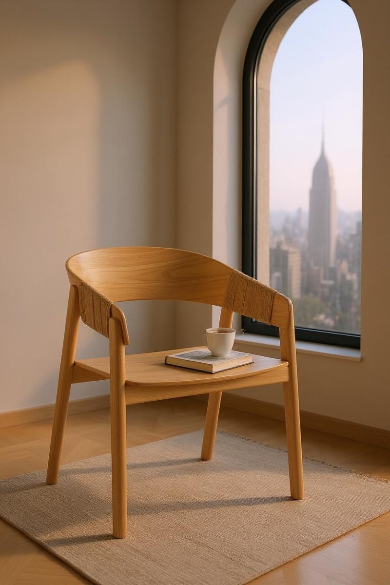 Licht Houten Stoel – Duurzaam Essenhout & Touw - Studio Botanika