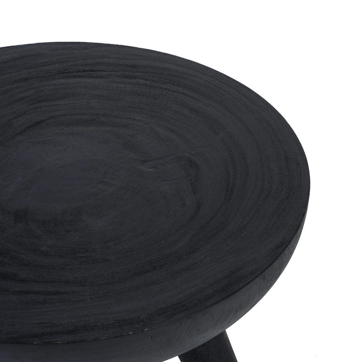 Zwarte Houten Salontafel Ø78,5 cm – Boho Japandi Design met Organische Vorm - Studio Botanika