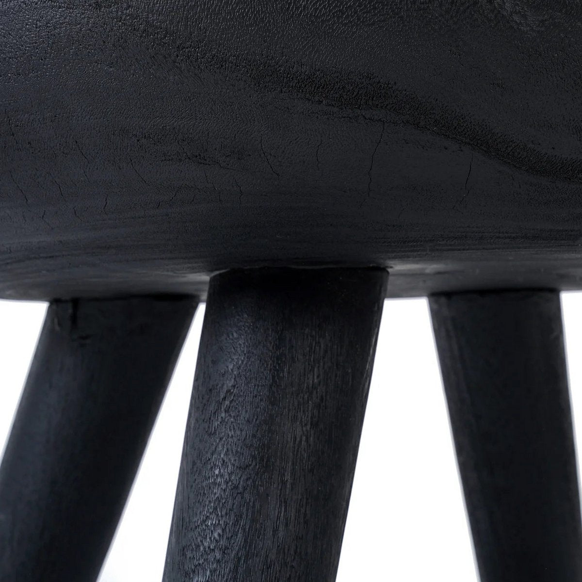 Zwarte Houten Salontafel Ø78,5 cm – Boho Japandi Design met Organische Vorm - Studio Botanika