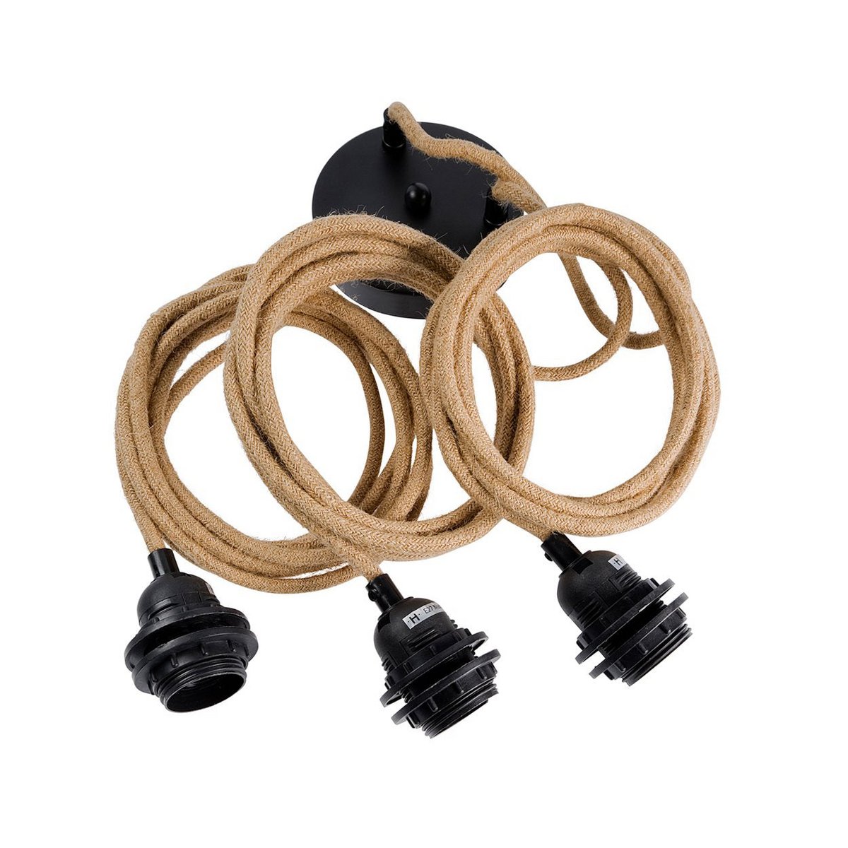 3x Fittings voor Lampen Plafond - Naturel Zwart