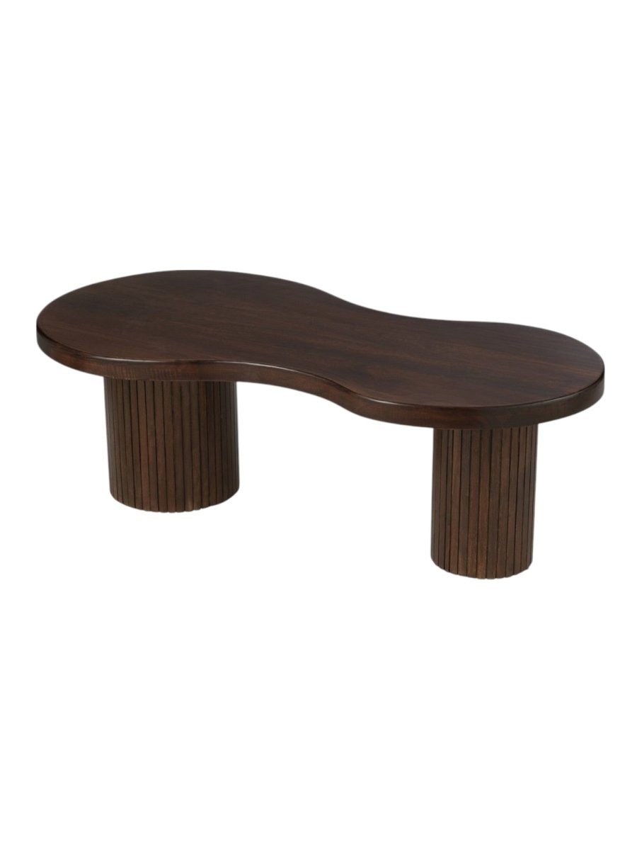 Bruine Salontafel van Mangohout 120 cm – Boho Japandi Design - Studio Botanika