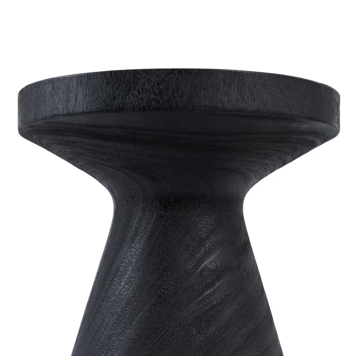 Zwarte Suarhouten Bijzettafel – Boho & Japandi Tafel met Conische Poot - Studio Botanika