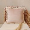 Fluwelen Sierkussen met Franjes - Beige/Roze