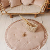 Fluwelen Sierkussen met Franjes - Beige/Roze