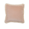 Fluwelen Sierkussen met Franjes - Beige/Roze
