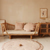 Fluwelen Sierkussen met Franjes - Beige/Roze
