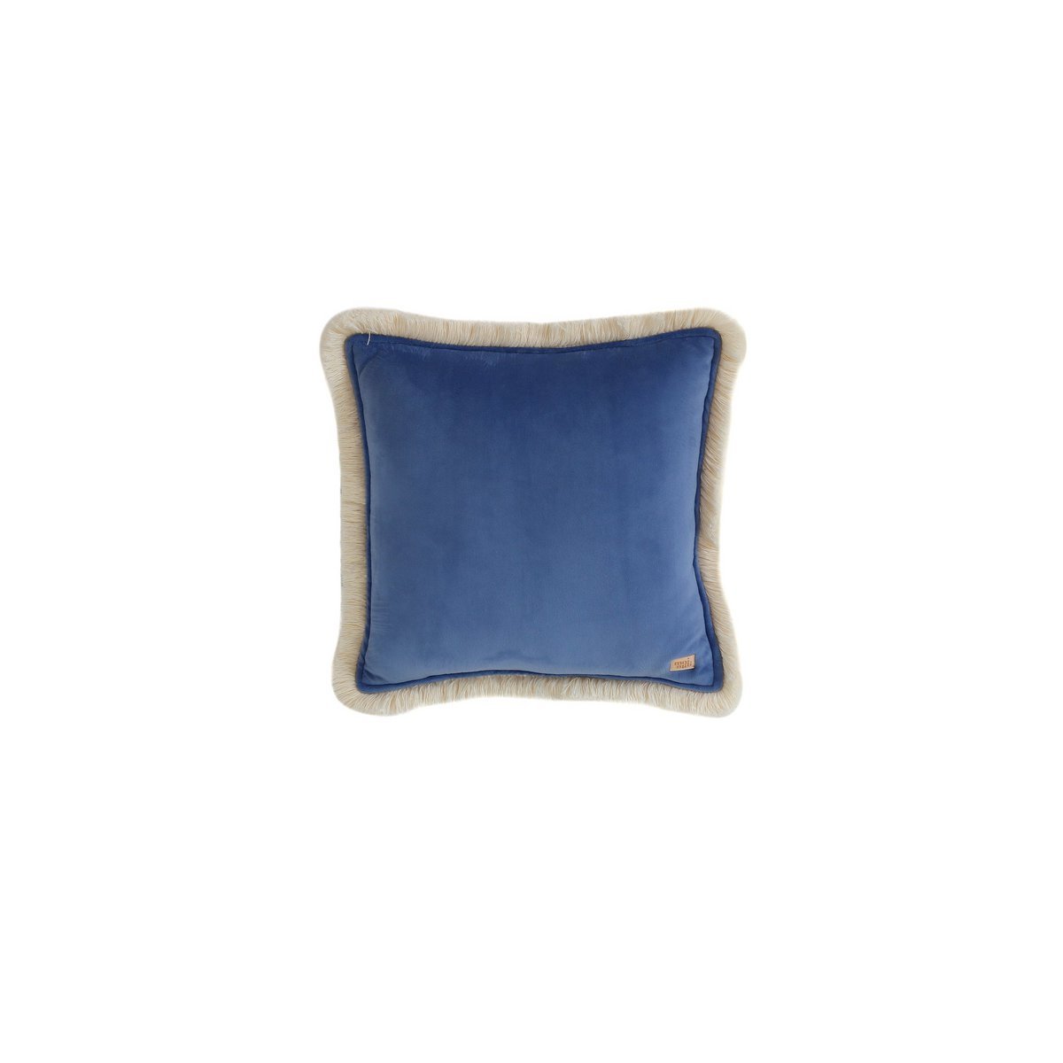 Fluwelen Sierkussen met Franjes - Blauw