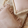 Fluwelen Sierkussen Rechthoekig met Franjes - Beige/Roze
