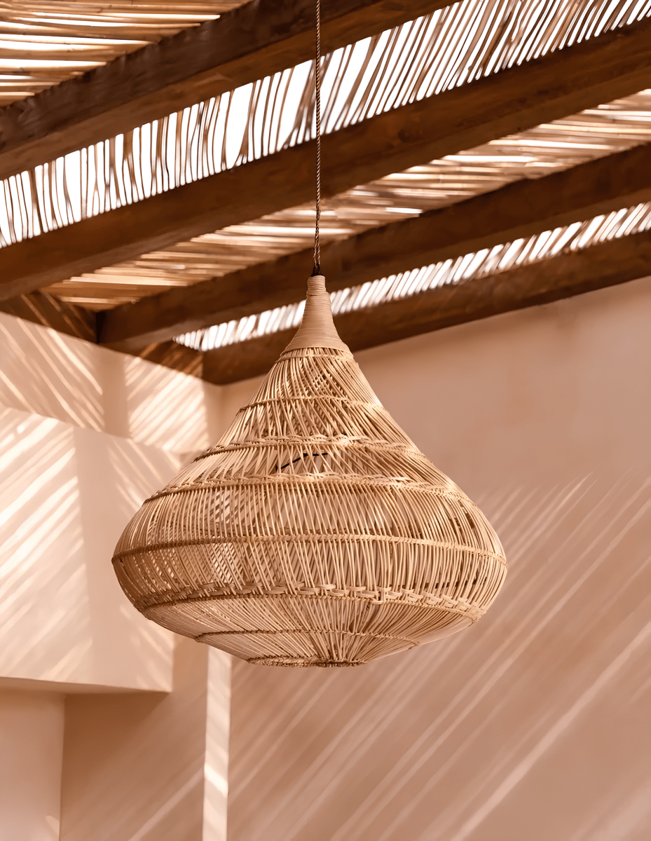 Grote Boho Rotan Hanglamp - Druppelvorm - 107 cm