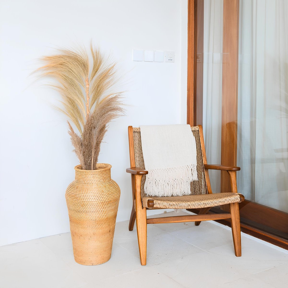 Grote Boho Rotan Vaas Ø30 cm