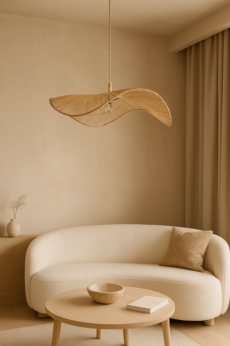 Rotan Hanglamp – Golvend Hoedvorm Design