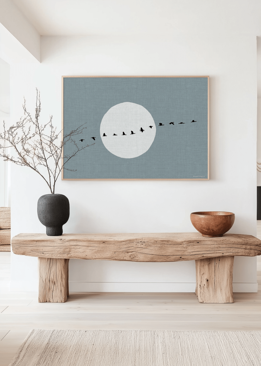 Japandi Poster Linnen Look - Zon & Vogels