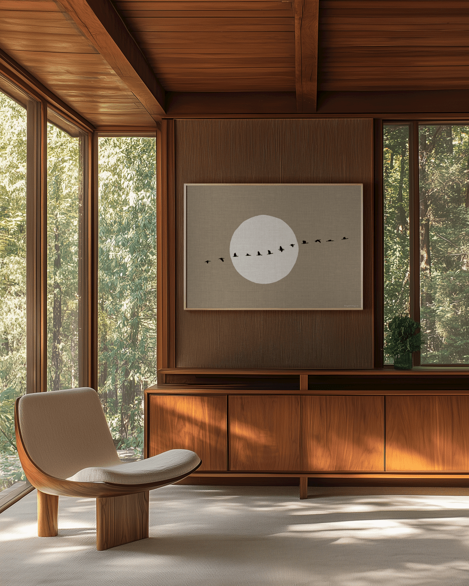 Japandi Poster Linnen Look - Zon & Vogels