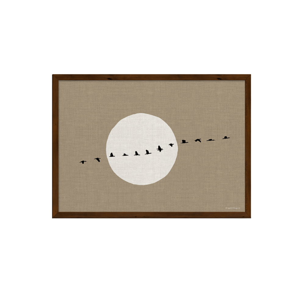 Japandi Poster Linnen Look - Zon & Vogels