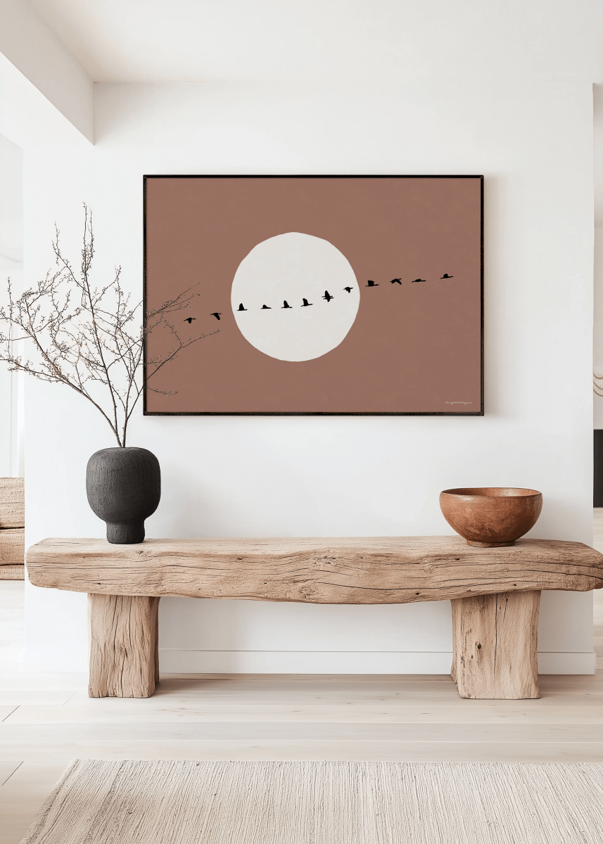 Japandi Poster – Zon & Vogels