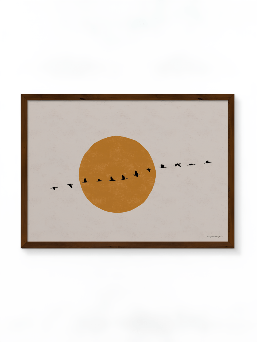 Japandi Poster – Zon & Vogels