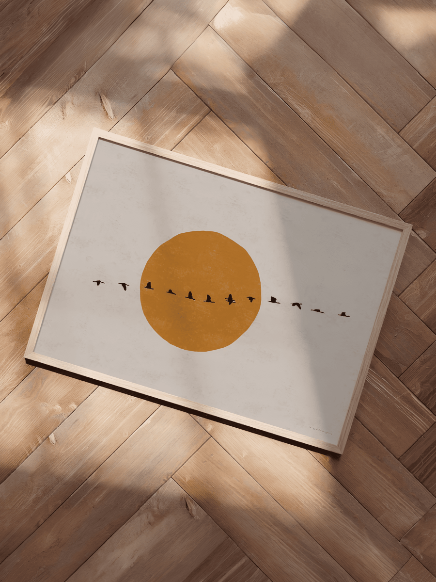 Japandi Poster – Zon & Vogels