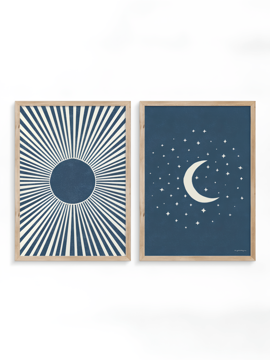 Japandi Tweeluik Poster – Zon en Maan