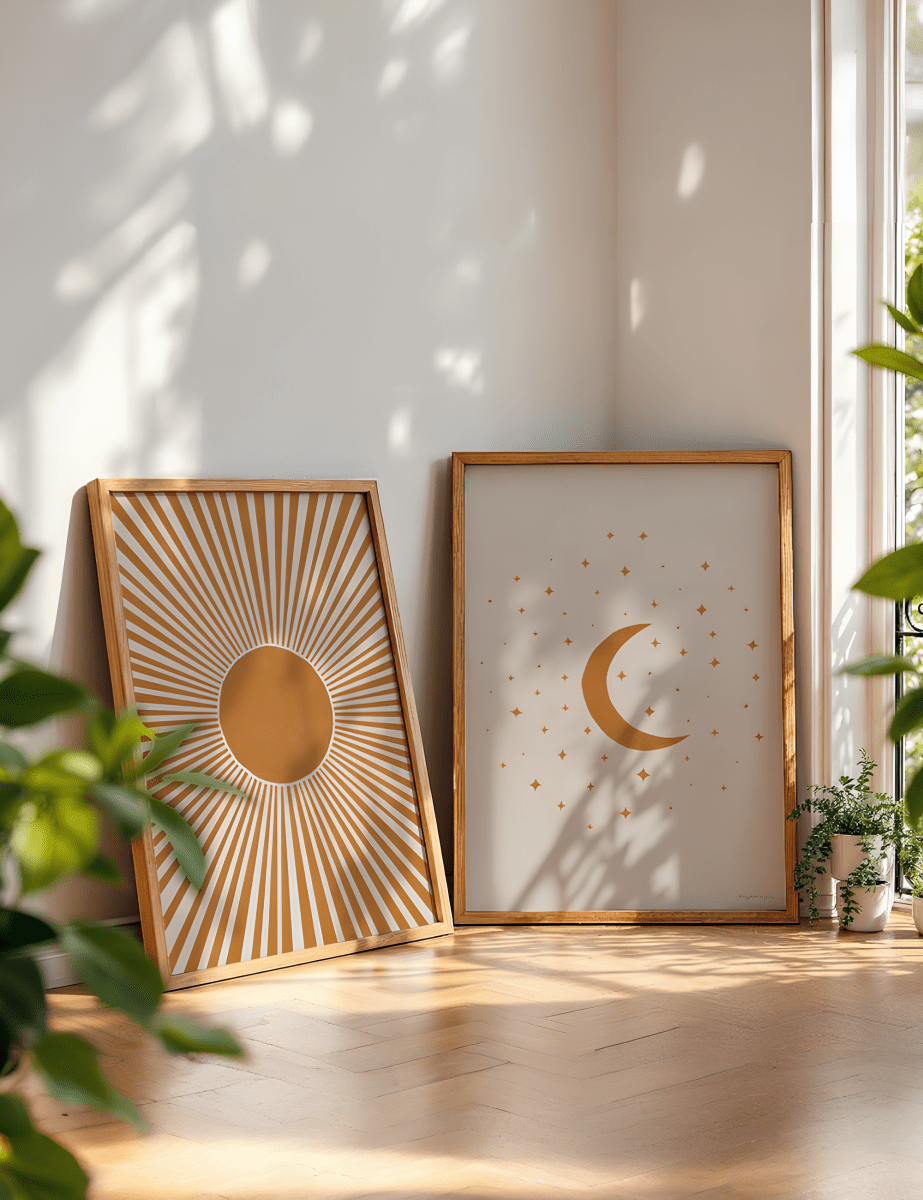 Japandi Tweeluik Poster – Zon en Maan