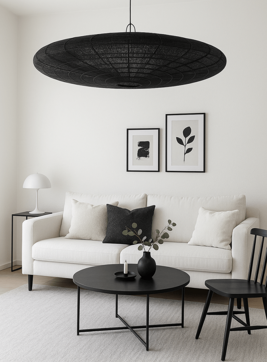 Ovale Rotan Hanglamp Zwart 150 cm | Boho Chic Stijl