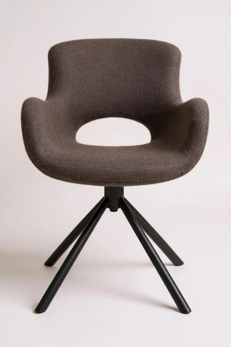 Taupe Bruine Eetkamerstoel van Bouclé stof - Draaibaar - Set van 2 - Studio Botanika