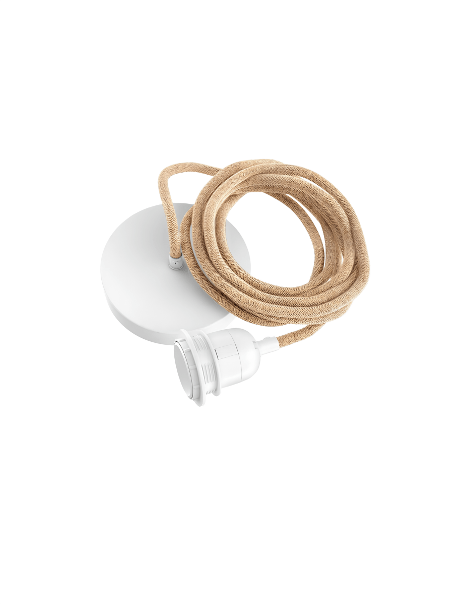 Plafondlamp met Fitting – Jute – Naturel Wit