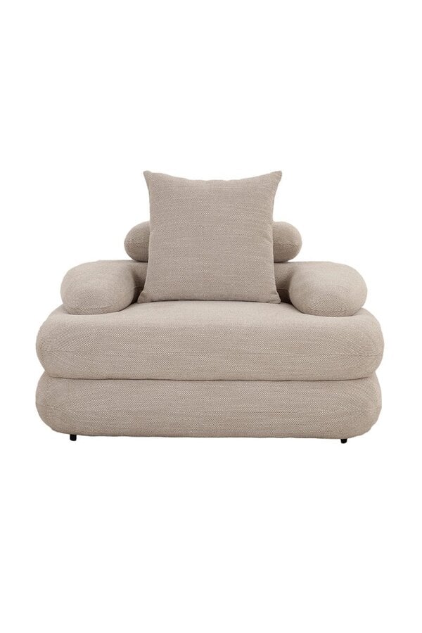 Japandi Loungestoel Beige - Bouclé stof