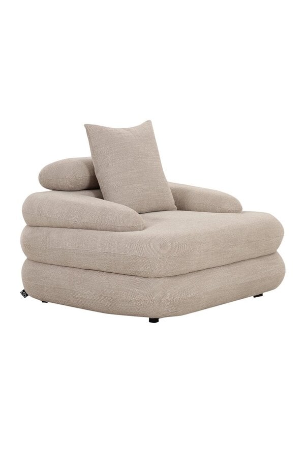 Japandi Loungestoel Beige - Bouclé stof