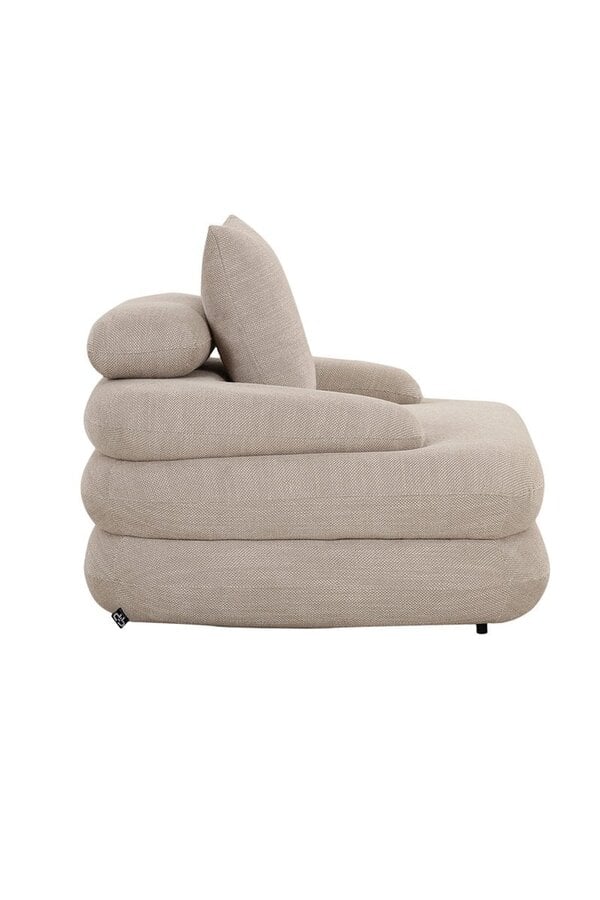 Japandi Loungestoel Beige - Bouclé stof