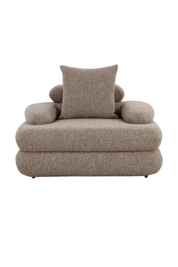 Japandi Loungestoel Taupe Bruin - Bouclé Stof