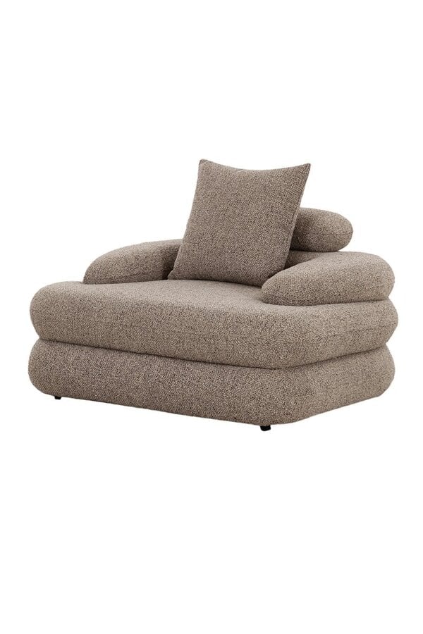 Japandi Loungestoel Taupe Bruin - Bouclé Stof