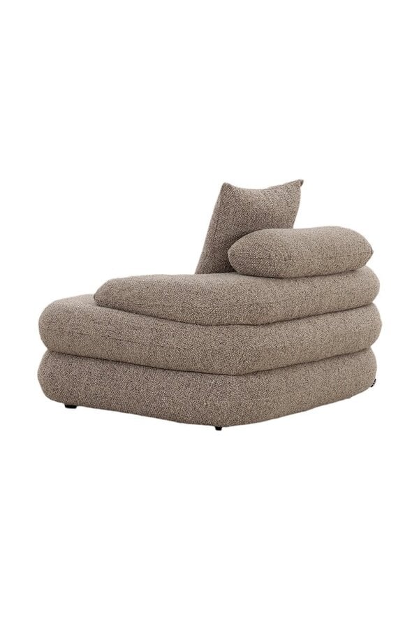 Japandi Loungestoel Taupe Bruin - Bouclé Stof