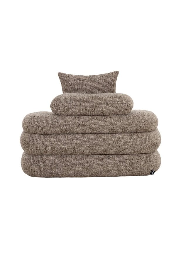 Japandi Loungestoel Taupe Bruin - Bouclé Stof