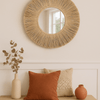 Ronde Boho Spiegel Wanddecoratie – Handgeweven Zeegras & Rotan