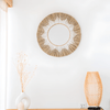 Ronde Boho Wandspiegel van Zeegras met Zonpatroon