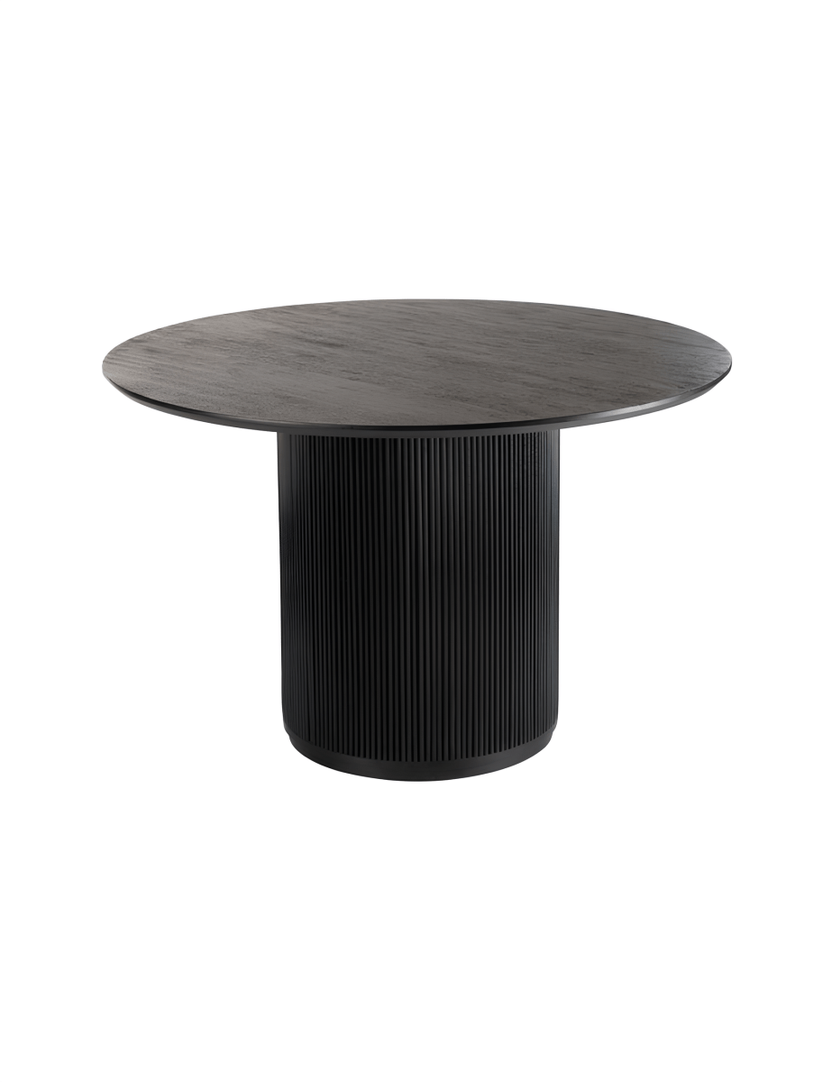 Ronde Eettafel Mangohout Zwart Ø120cm - Japandi Stijl