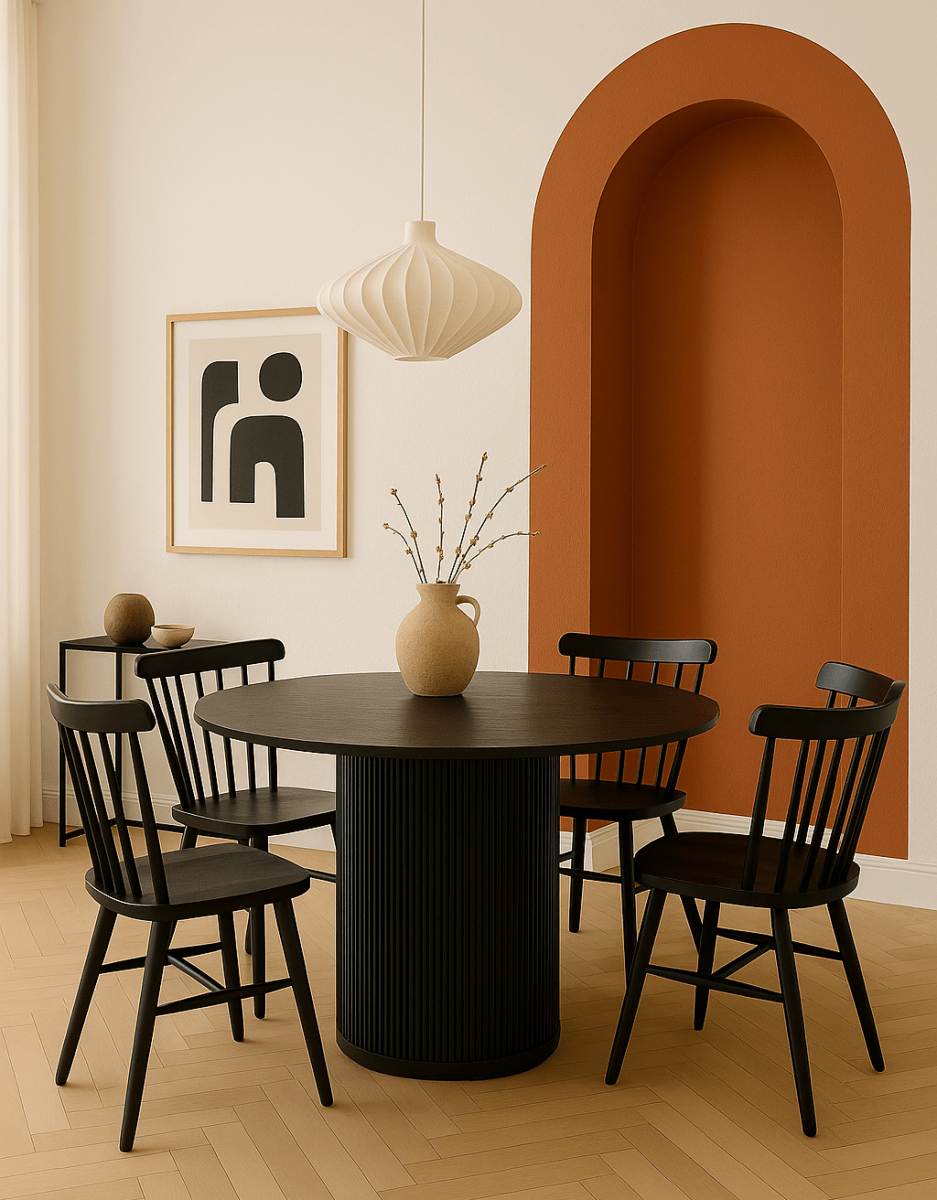 Ronde Eettafel Mangohout Zwart Ø120cm - Japandi Stijl