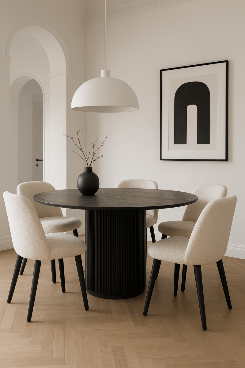 Ronde Eettafel Mangohout Zwart Ø120cm - Japandi Stijl