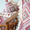 Roze Boho Sierkussen Rechthoekig met Franjes