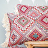 Roze Boho Sierkussen Rechthoekig met Franjes