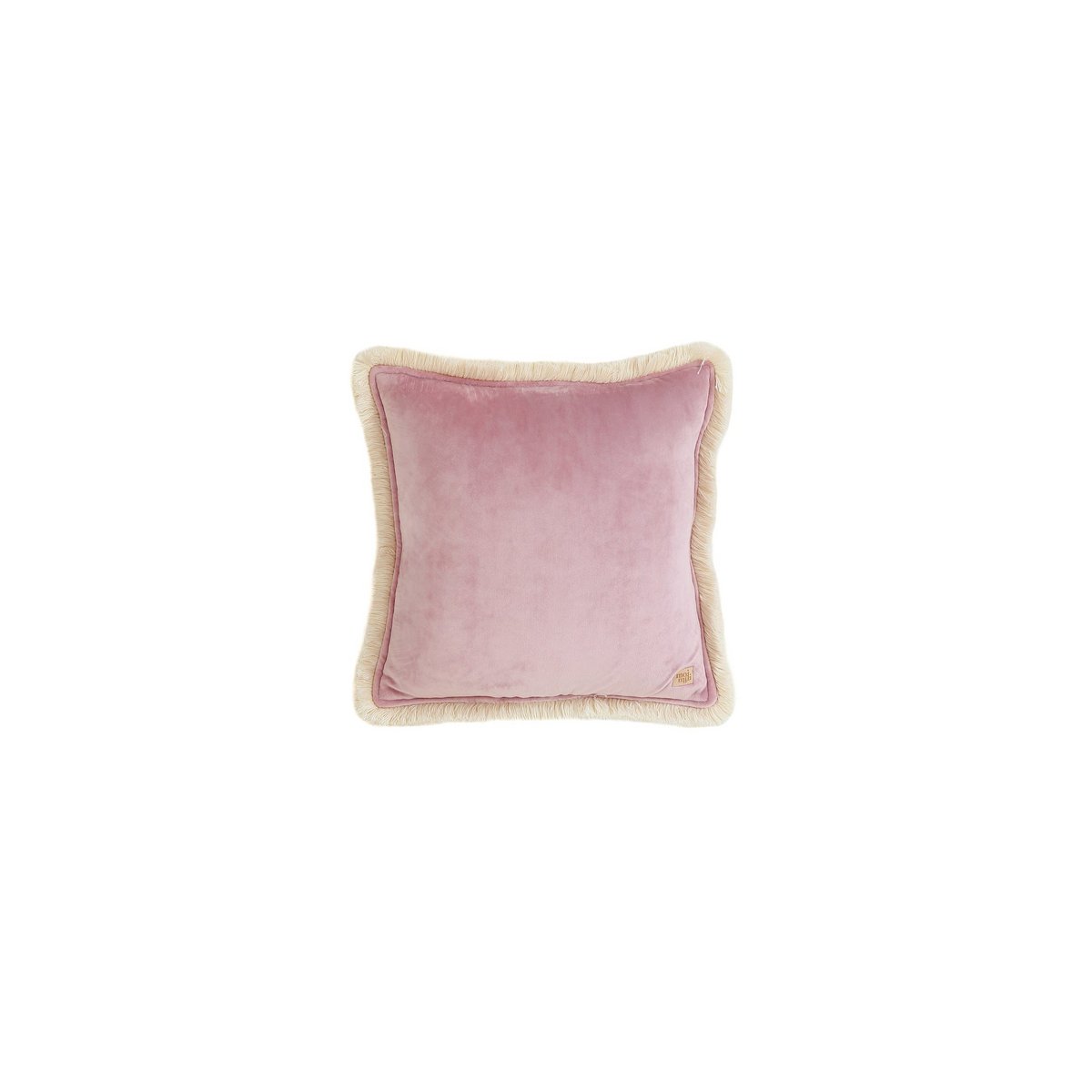 Roze Fluwelen Sierkussen met Franjes