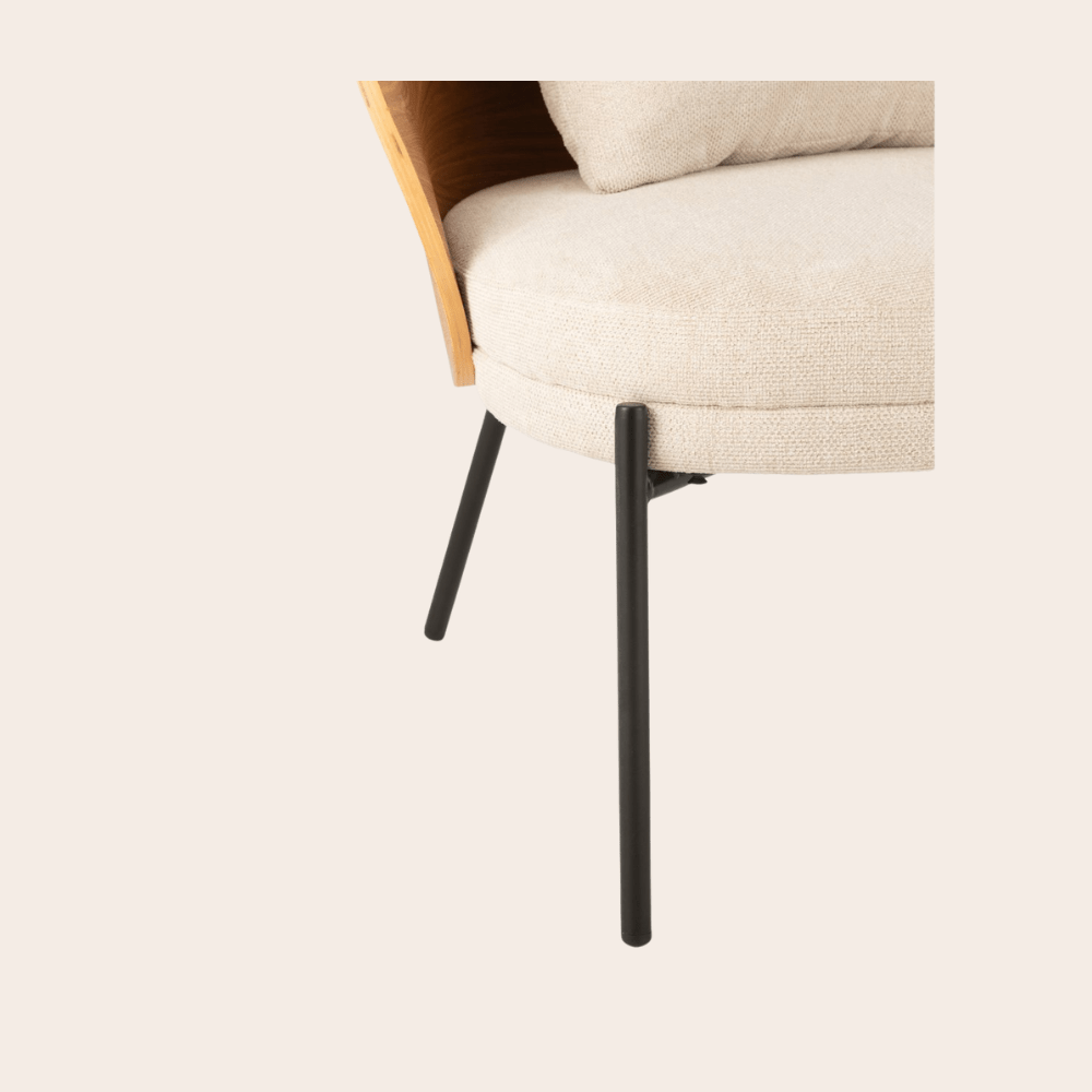 Houten Loungestoel Naturel Beige – Lage Stoel in Japandi & Boho Stijl - Studio Botanika