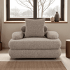 Japandi Loungestoel Taupe Bruin - Bouclé Stof